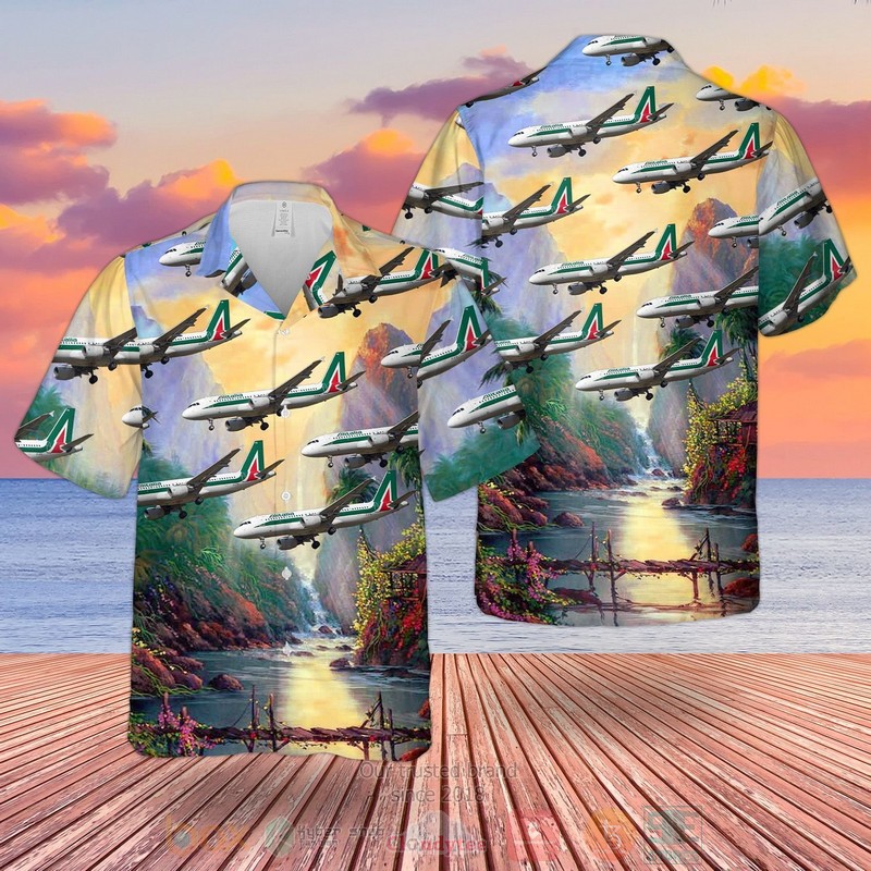 Alitalia Airbus A320 200 Yellow Hawaiian Shirt