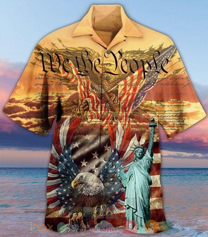 American Flag Eagle Statue of Liberty We The People Hawaiian Shirt