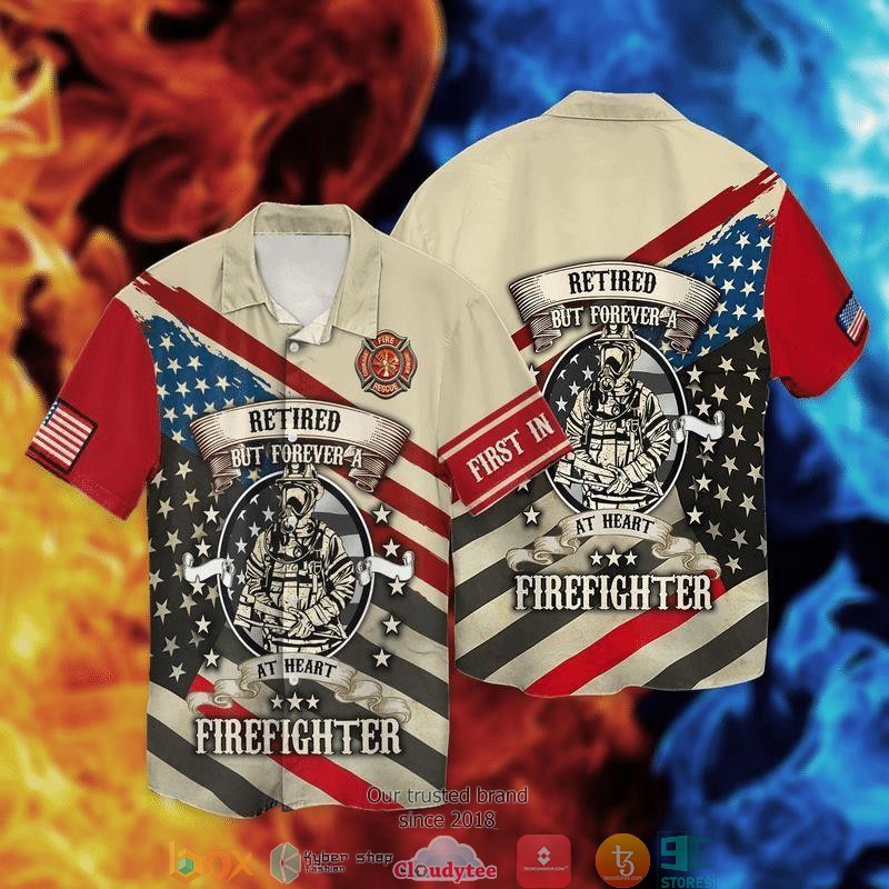 American Flag Retired Firefighter Retired But Forver A At Heart Firefjghter Short Sleeve Hawaiian Shirt 2 American Flag Retired Firefighter Retired But Forver A At Heart Firefjghter Short Sleeve Hawaiian Shirt