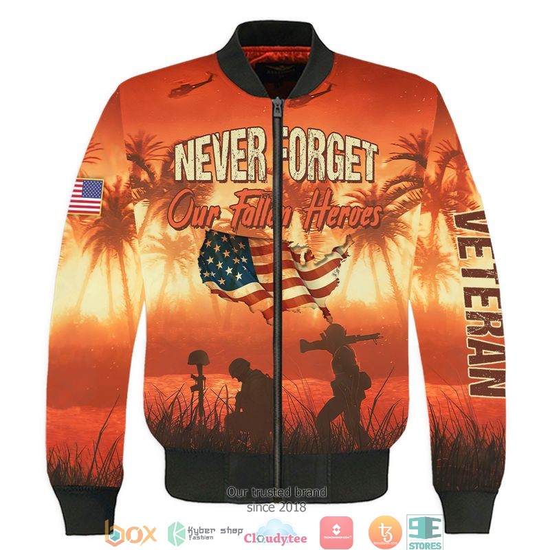 BEST American flag Veteran Never Forget Our Fallen Heroes 3D printed bomber jacket