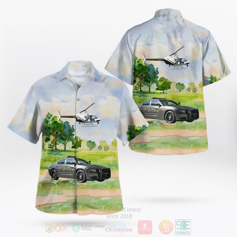 BEST Anderson, Anderson County, South Carolina, Anderson County Sheriff Office Car And Bell OH-58A Kiowa 3D Aloha Shirt word1