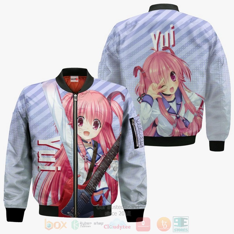 BEST Anime Angel Beats Yui All Over Print Hoodie-Bomber Jacket 4 Angel Beats Yui Anime 3D Hoodie Bomber Jacket 1 2 3