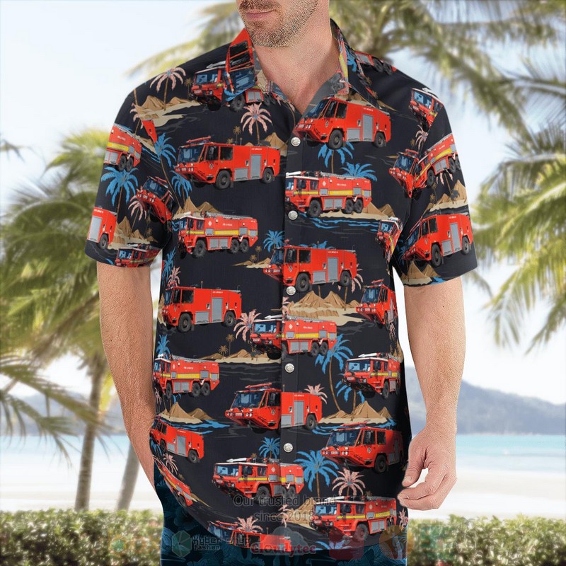 BEST Anglesey, Wales, United Kingdom, RAF Valley Fire Dept 3D Aloha Shirt word3