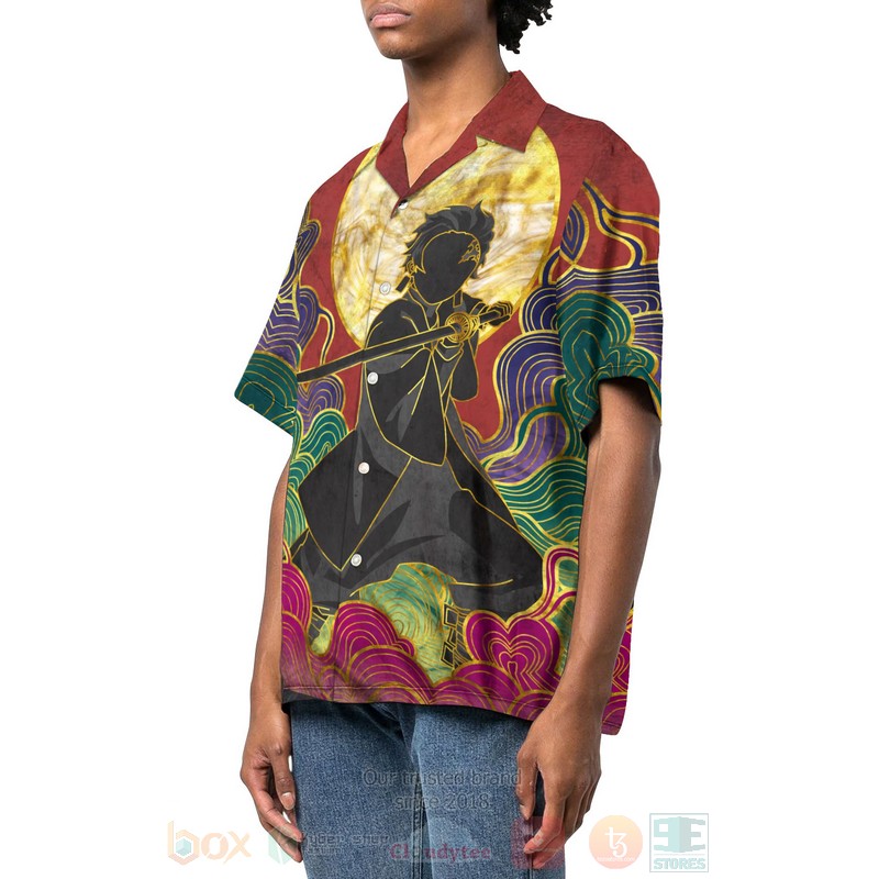 BEST Anime Demon Slayer Tanjiro art 3D Aloha Shirt 2 Anime Demon Slayer Tanjiro art Hawaiian Shirt 1