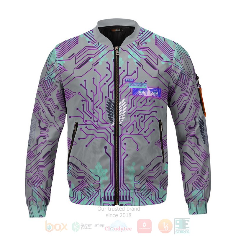 BEST Anime Eren Cyber 3D Zipper Bomber Jacket 3 Anime Eren Cyber Bomber Jacket 1 2