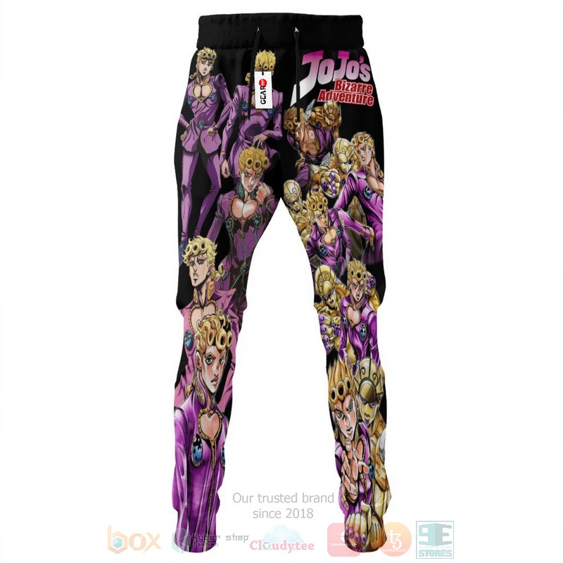 BEST Anime Giorno Giovanna JoJo's Adventures All Over Print Long Pants 3 Anime Giorno Giovanna JoJos Adventures Sweatpants 1 2