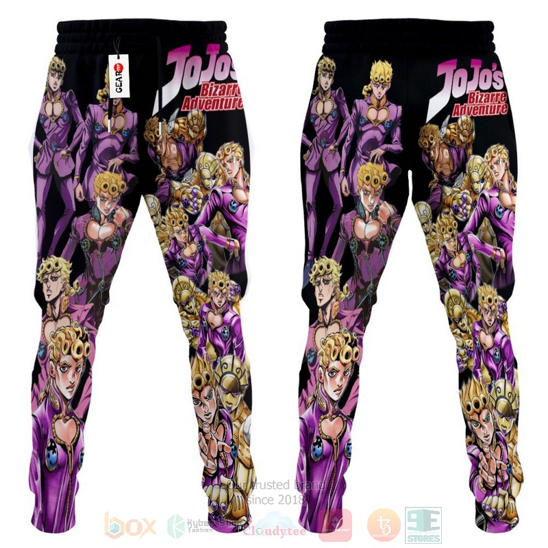BEST Anime Giorno Giovanna JoJo's Adventures All Over Print Long Pants 4 Anime Giorno Giovanna JoJos Adventures Sweatpants 1 2 3