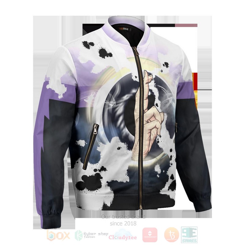 BEST Anime Gojo Cursed Eyes 3D Zipper Bomber Jacket 5 Anime Gojo Cursed Eyes Bomber Jacket 1 2 3 4