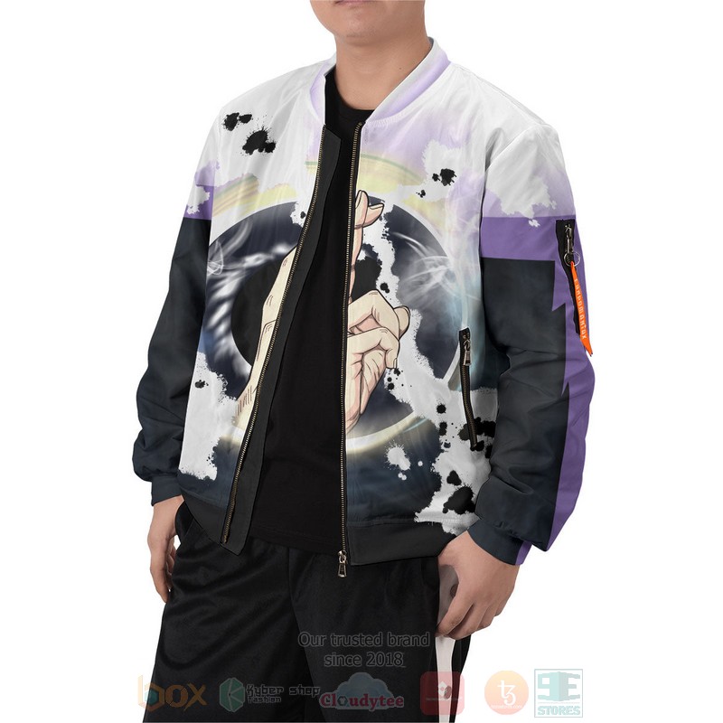 BEST Anime Gojo Cursed Eyes 3D Zipper Bomber Jacket 9 Anime Gojo Cursed Eyes Bomber Jacket 1 2 3 4 5 6 7 8
