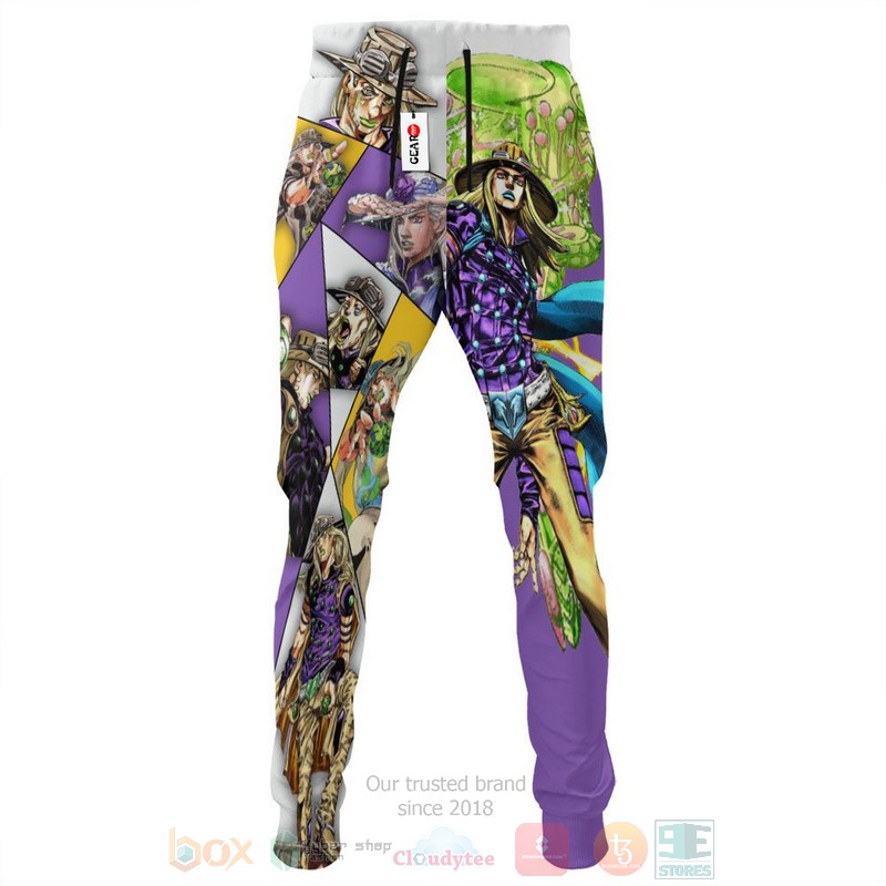 BEST Anime Gyro Zeppeli JoJo's Adventures All Over Print Long Pants 3 Anime Gyro Zeppeli JoJos Adventures Sweatpants 1 2