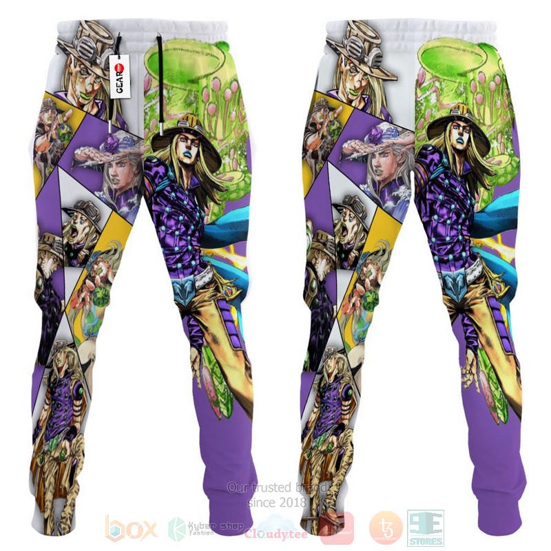 BEST Anime Gyro Zeppeli JoJo's Adventures All Over Print Long Pants 4 Anime Gyro Zeppeli JoJos Adventures Sweatpants 1 2 3