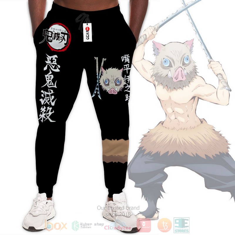 Anime Inosuke Kimetsu Black Sweatpants 1