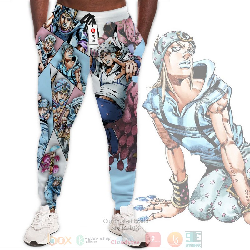 Anime JoJos Johnny Joestar Adventures Blue Sweatpants