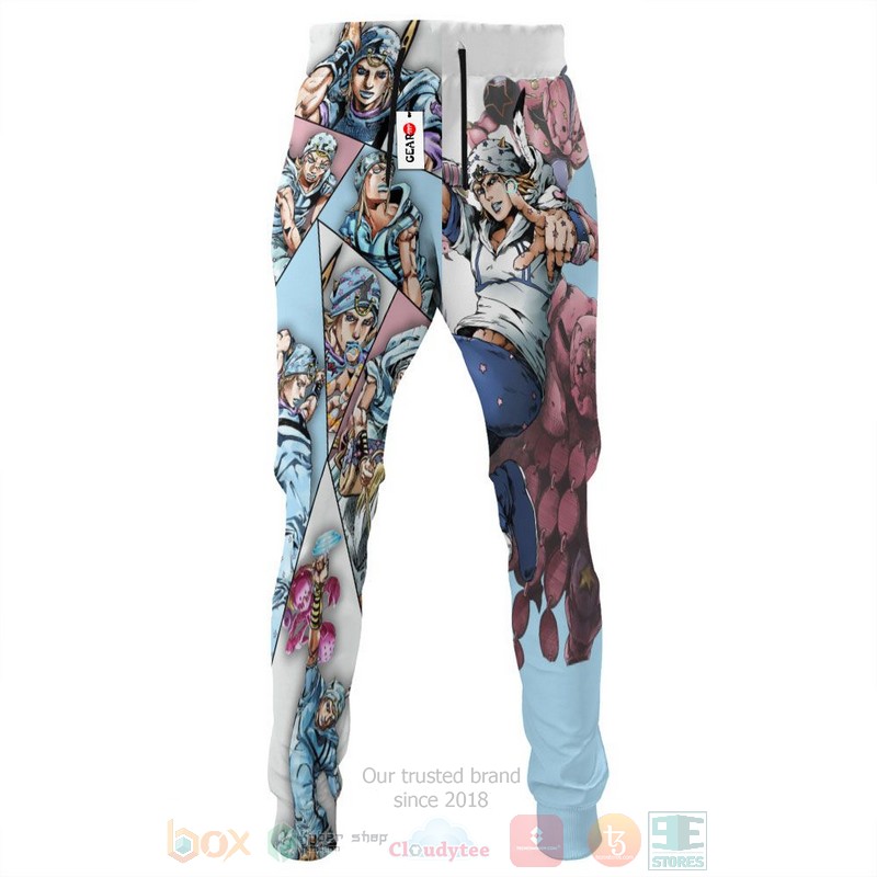 BEST Anime JoJo's Johnny Joestar Adventures Blue All Over Print Long Pants 3 Anime JoJos Johnny Joestar Adventures Blue Sweatpants 1 2