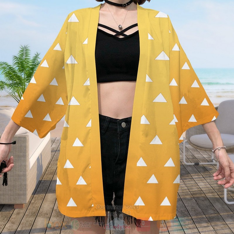 BEST Anime Kimetsu No Yaiba Zenitsu Demon Slayer Japan 3D Print Kimono word3
