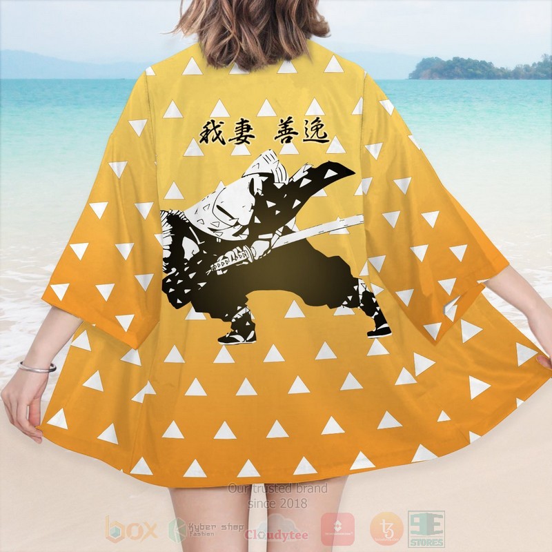 BEST Anime Kimetsu No Yaiba Zenitsu Demon Slayer Japan 3D Print Kimono word3
