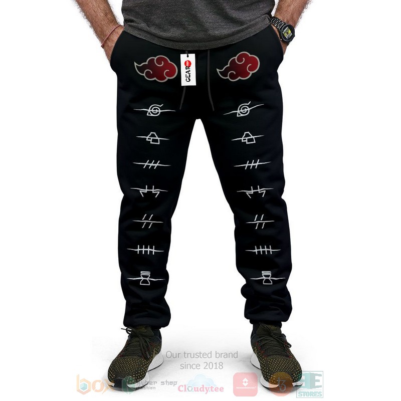 BEST Anime Naruto Akatsuki Fleece All Over Print Long Pants 3 Anime Naruto Akatsuki Fleece Sweatpants 1 2