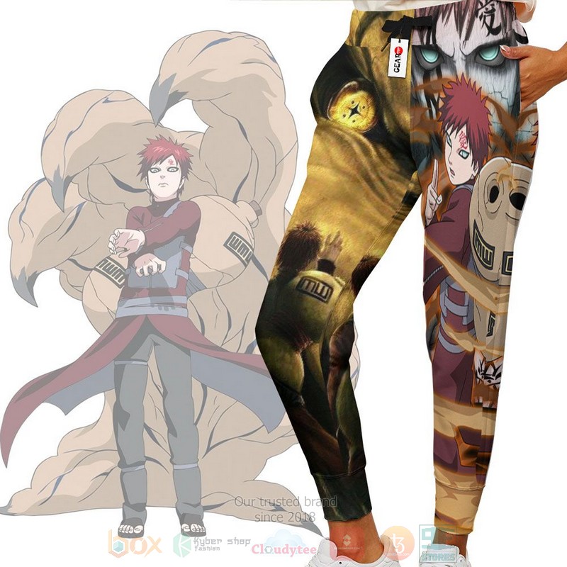 Anime Naruto Gaara Black Yellow Sweatpants 1