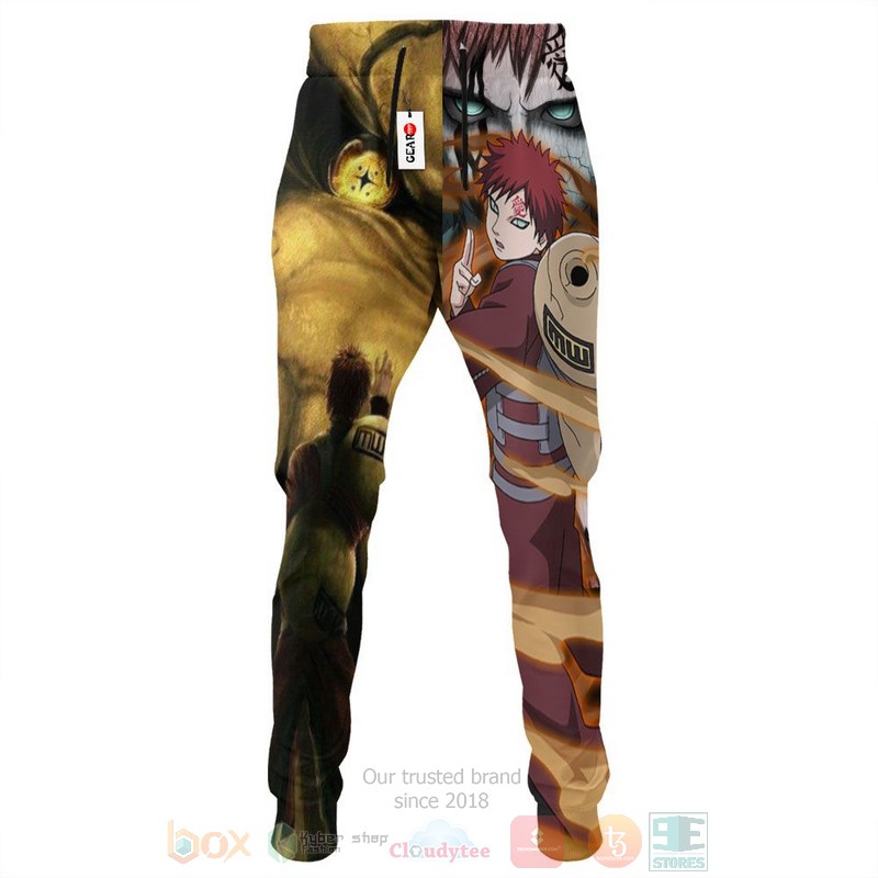 BEST Anime Naruto Gaara Black-Yellow All Over Print Long Pants 3 Anime Naruto Gaara Black Yellow Sweatpants 1 2