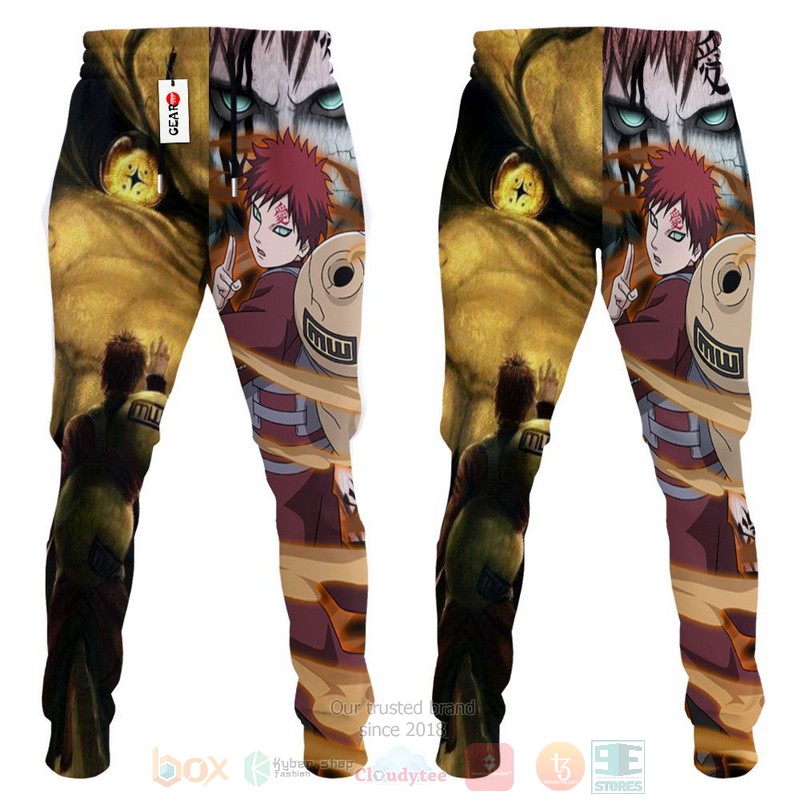 BEST Anime Naruto Gaara Black-Yellow All Over Print Long Pants 4 Anime Naruto Gaara Black Yellow Sweatpants 1 2 3