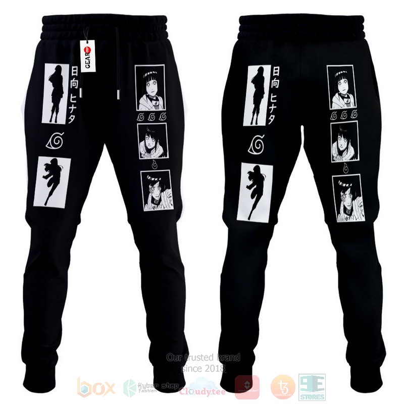 BEST Anime Naruto Hyuga Hinata Black All Over Print Long Pants 4 Anime Naruto Hyuga Hinata Black Sweatpants 1 2 3