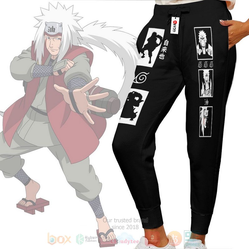 BEST Anime Naruto Jiraiya Black All Over Print Long Pants 3 Anime Naruto Jiraiya Black Sweatpants 1 2