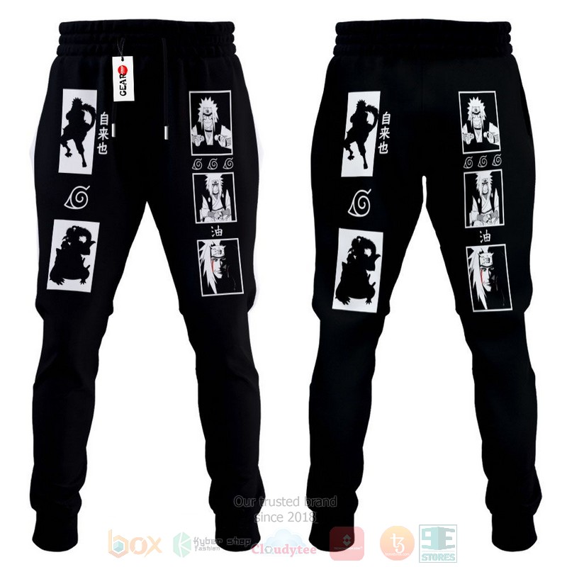 BEST Anime Naruto Jiraiya Black All Over Print Long Pants 4 Anime Naruto Jiraiya Black Sweatpants 1 2 3