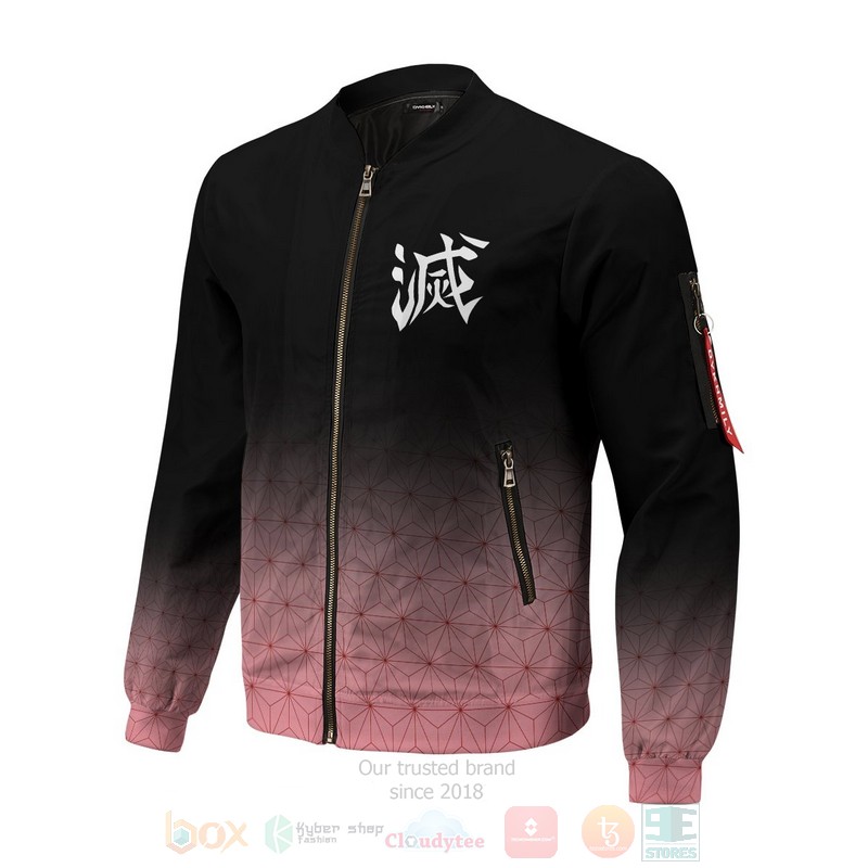 BEST Anime Nezuko Spirit 3D Zipper Bomber Jacket 4 Anime Nezuko Spirit Bomber Jacket 1 2 3