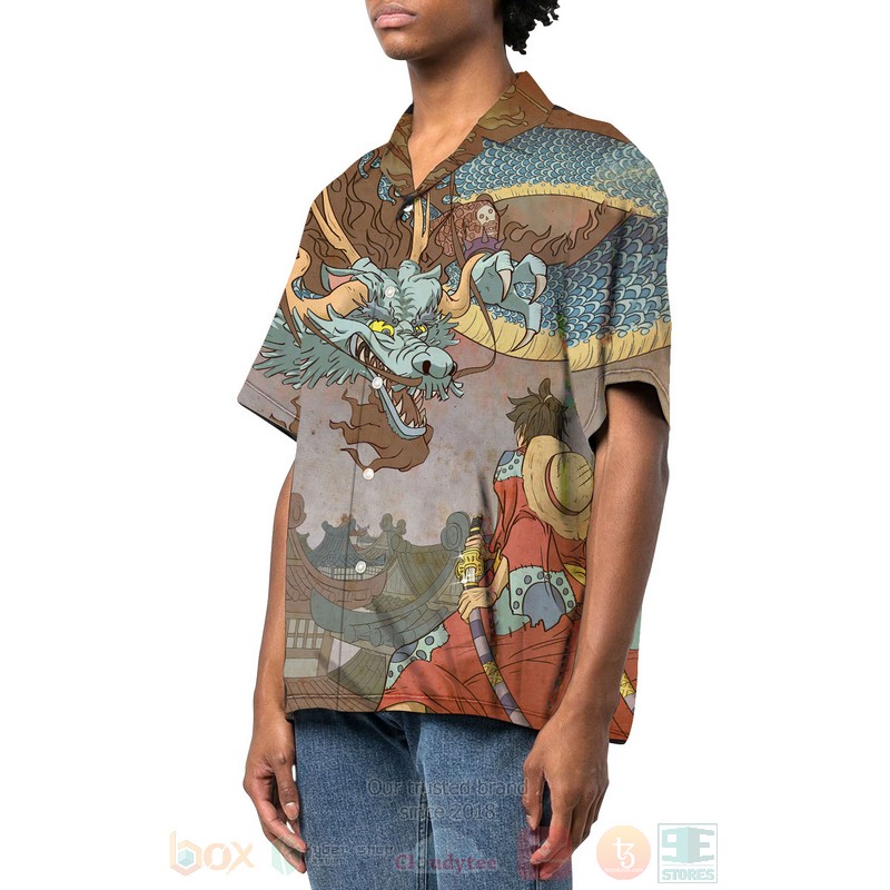 BEST Anime One Piece Luffy and Kaido Dragon Wano Arc 3D Aloha Shirt 2 Anime One Piece Luffy and Kaido Dragon Wano Arc Hawaiian Shirt 1