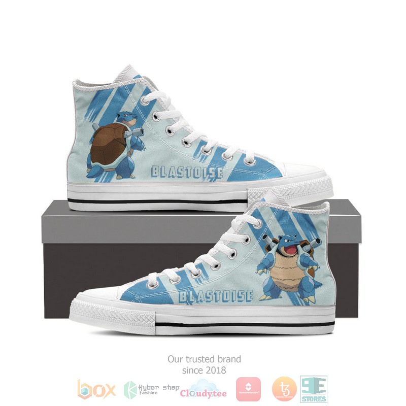 Anime Pokemon Blastoise canvas high top shoes