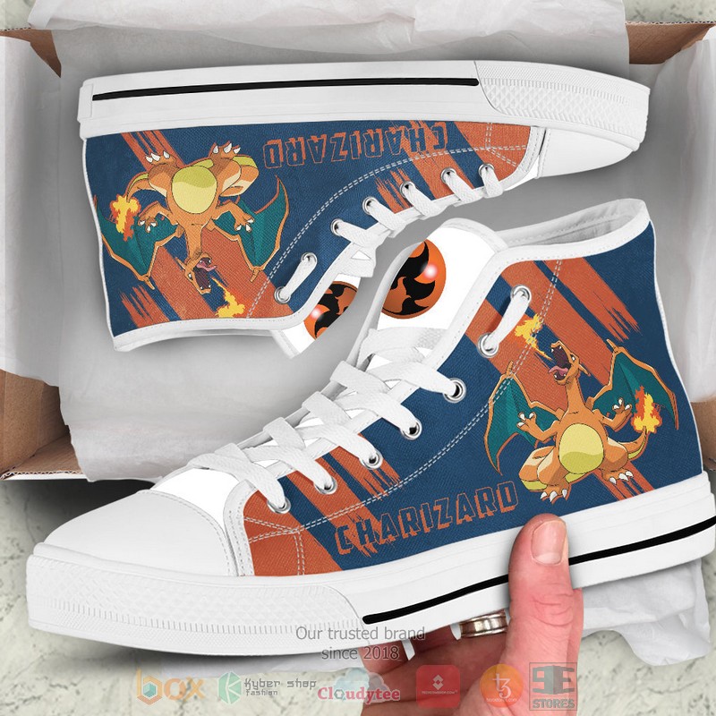 Anime Pokemon Charizard canvas high top shoes