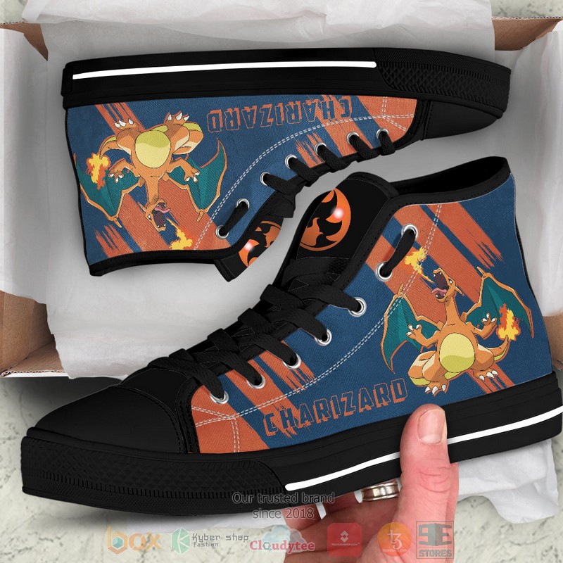 Anime Pokemon Charizard canvas high top shoes 1 2