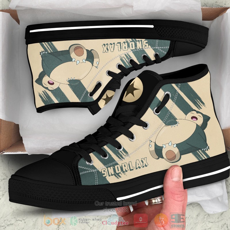 Anime Pokemon Snorlax canvas high top shoes 1 2