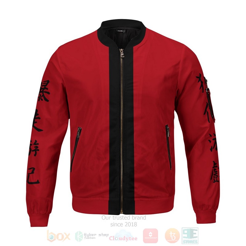 BEST Anime Red Tenjiku 3D Zipper Bomber Jacket 3 Anime Red Tenjiku Bomber Jacket 1 2