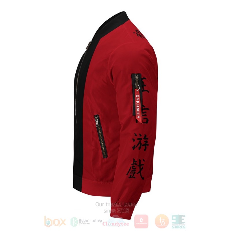 BEST Anime Red Tenjiku 3D Zipper Bomber Jacket 6 Anime Red Tenjiku Bomber Jacket 1 2 3 4 5