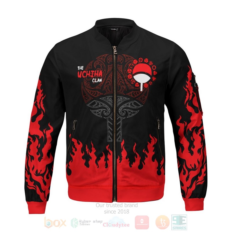 BEST Anime Scorching Uchiha 3D Zipper Bomber Jacket 3 Anime Scorching Uchiha Bomber Jacket 1 2
