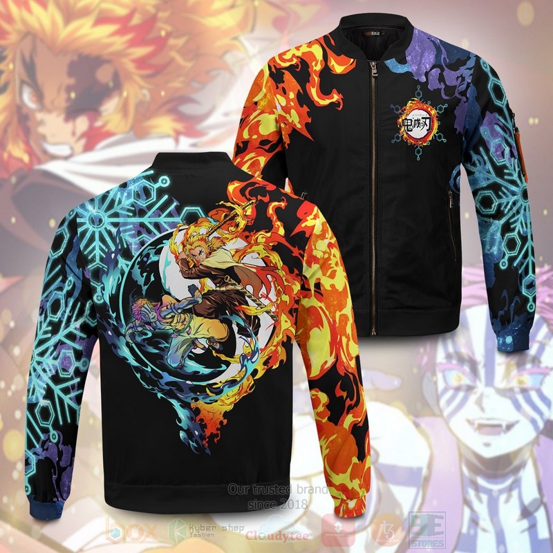 Anime Yin Yang Rengoku Akaza Bomber Jacket 1
