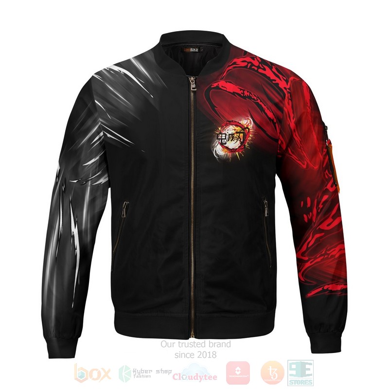BEST Anime Yin Yang Uzui Gyutaro 3D Zipper Bomber Jacket 3 Anime Yin Yang Uzui Gyutaro Bomber Jacket 1 2