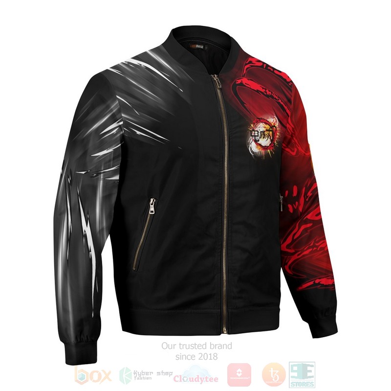 BEST Anime Yin Yang Uzui Gyutaro 3D Zipper Bomber Jacket 5 Anime Yin Yang Uzui Gyutaro Bomber Jacket 1 2 3 4