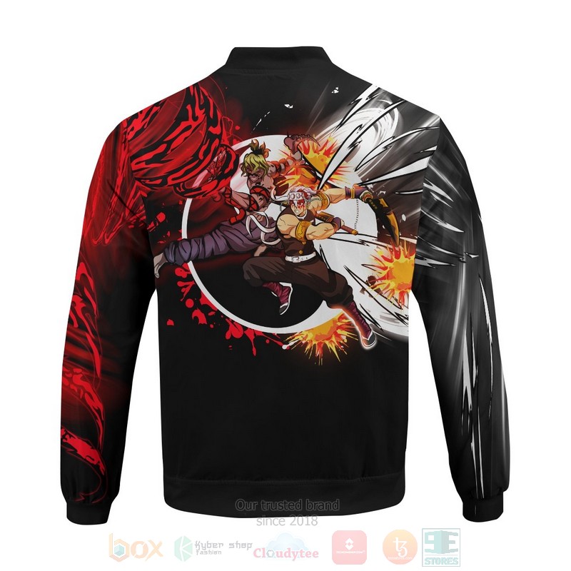 BEST Anime Yin Yang Uzui Gyutaro 3D Zipper Bomber Jacket 8 Anime Yin Yang Uzui Gyutaro Bomber Jacket 1 2 3 4 5 6 7