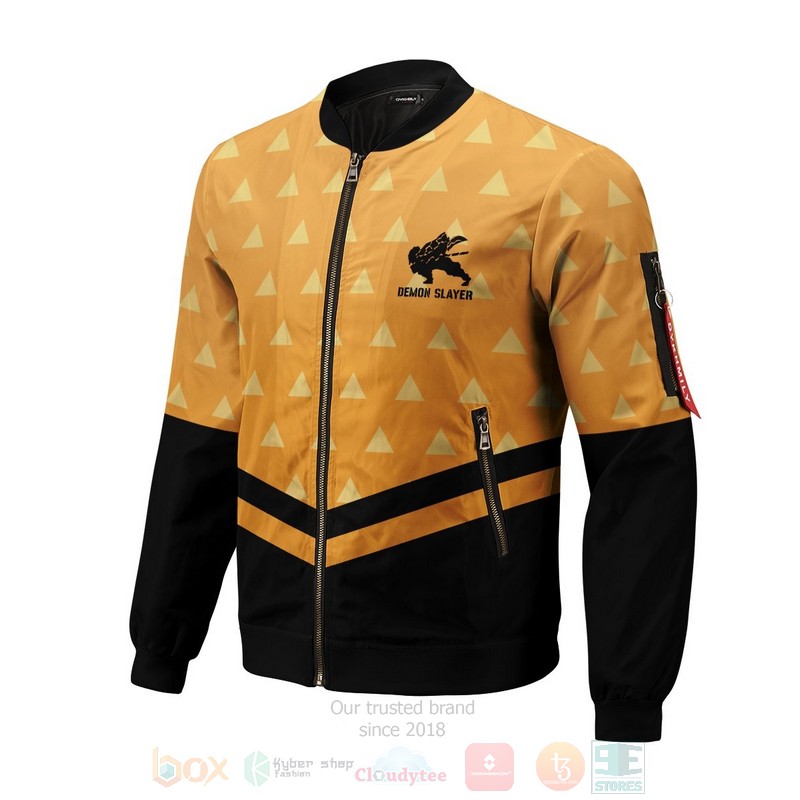 BEST Anime Zenitsu God Speed 3D Zipper Bomber Jacket 4 Anime Zenitsu God Speed Bomber Jacket 1 2 3