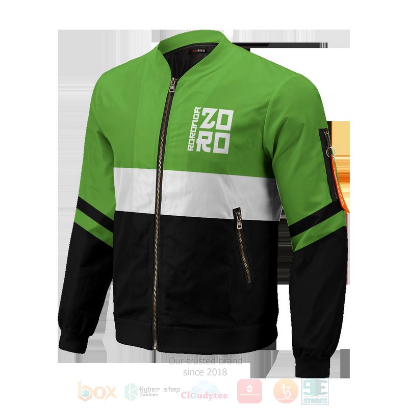 BEST Anime Zoro Samurai One Piece 3D Zipper Bomber Jacket 4 Anime Zoro Samurai StWear Bomber Jacket 1 2 3