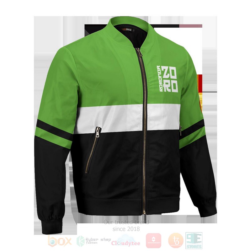 BEST Anime Zoro Samurai One Piece 3D Zipper Bomber Jacket 5 Anime Zoro Samurai StWear Bomber Jacket 1 2 3 4