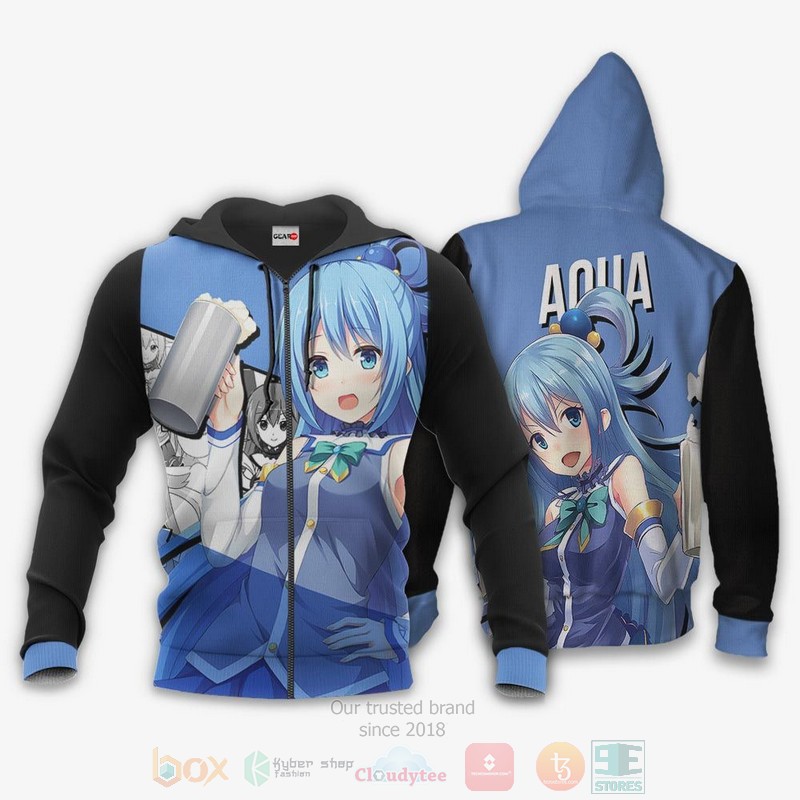 Aqua KonoSuba Anime 3D Hoodie Bomber Jacket