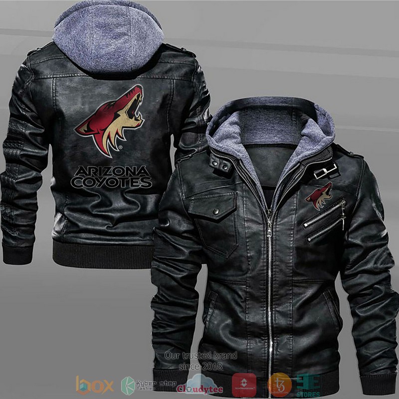 Arizona Coyotes Black Brown Leather Jacket