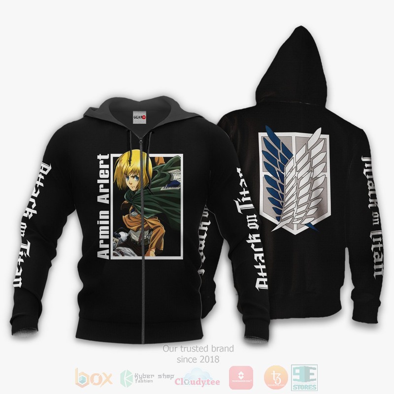 Armin Arlert Attack On Titan Anime Black 3D Hoodie Bomber Jacket