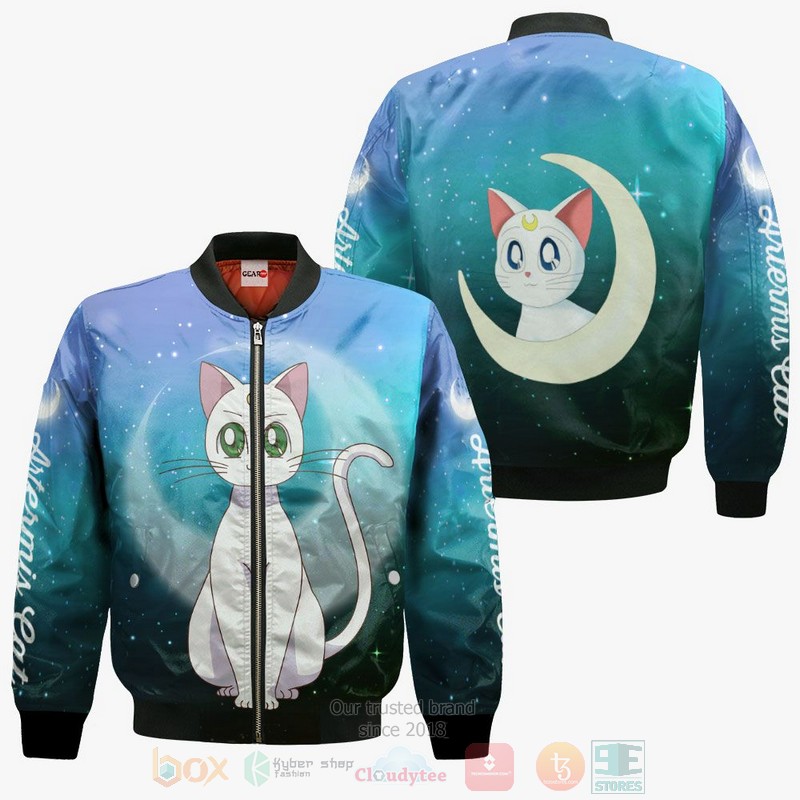 Artemis Cat Sailor Moon Anime 3D Hoodie Bomber Jacket 1 2 3