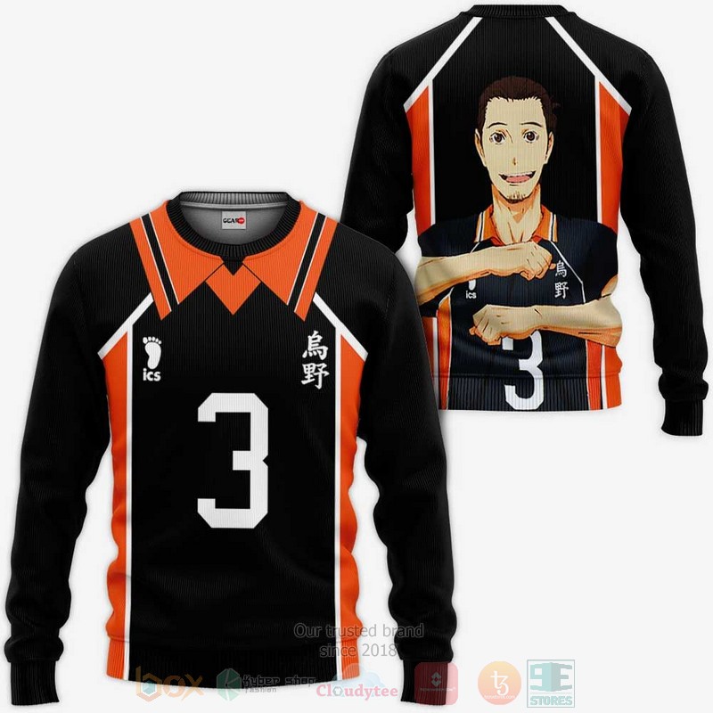 BEST Anime Asahi Azumane Karasuno Haikyuu Costume All Over Print 3D Hoodie, Shirts 2 Asahi Azumane Karasuno Haikyuu Anime Costume 3D Hoodie Shirt 1