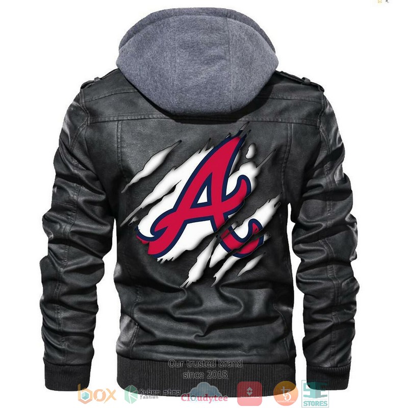 Atlanta Braves MLB Baseball Black Leather Jacket