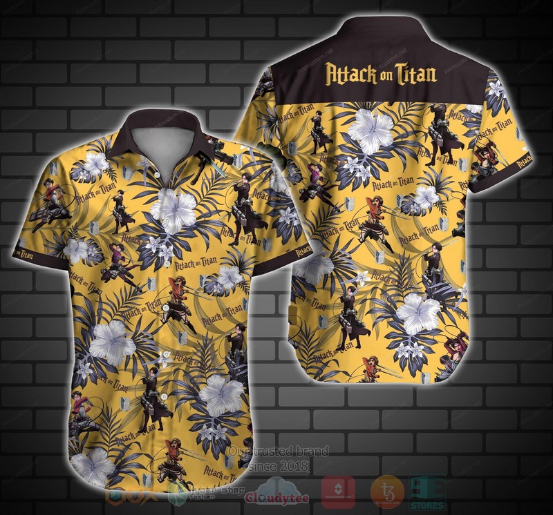 BEST Attack On Titan All Over Print Tropical Shirt 1 Attack On Titan Short Sleeve Hawaiian Shirt